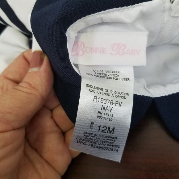 Bonnie Baby Blue and White Dress Size 12 Months. Bloomers size 18 months. - Picture 3 of 8